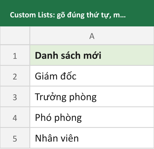 Custom Lists: gõ đúng thứ tự, mỗi giá trị một dòng