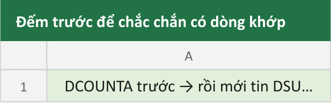 Đếm trước để chắc chắn có dòng khớp