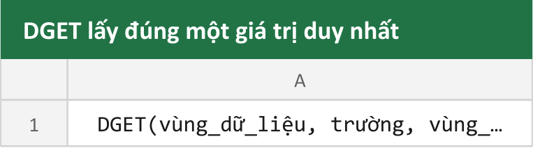 DGET lấy đúng một giá trị duy nhất