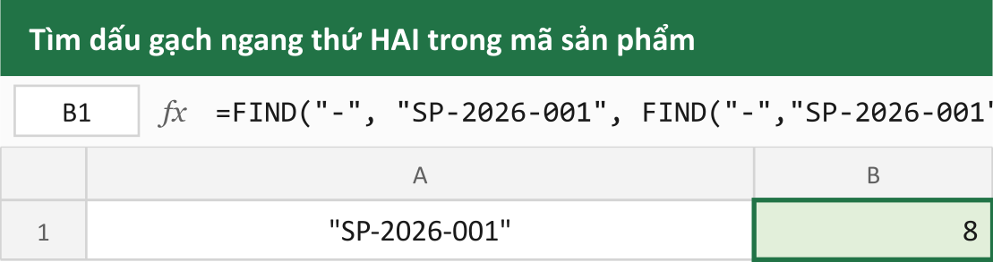 Tìm dấu gạch ngang thứ HAI trong mã sản phẩm