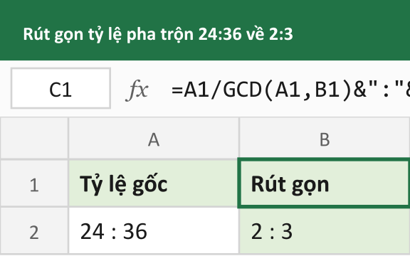 Rút gọn tỷ lệ pha trộn 24:36 về 2:3