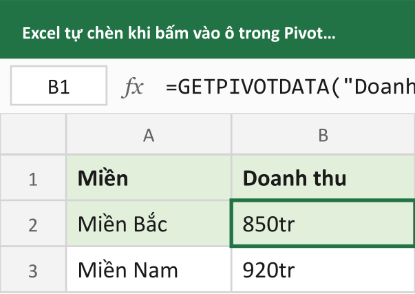 Excel tự chèn khi bấm vào ô trong Pivot Table