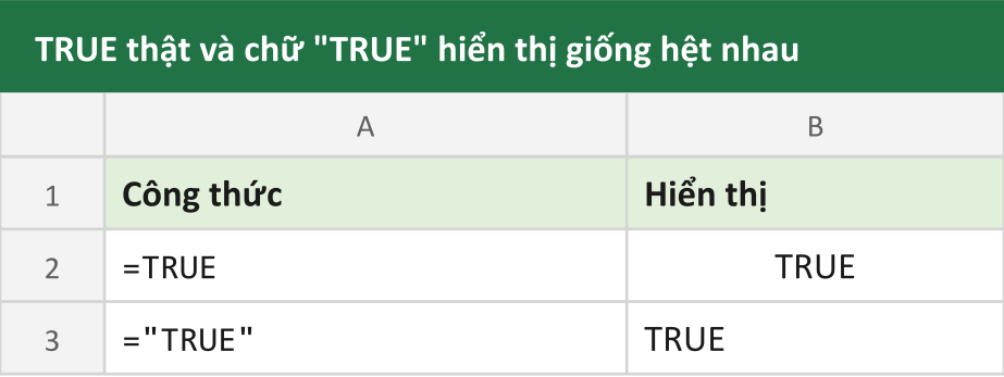 TRUE thật và chữ "TRUE" hiển thị giống hệt nhau