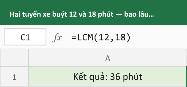 Hai tuyến xe buýt 12 và 18 phút — bao lâu trùng nhau