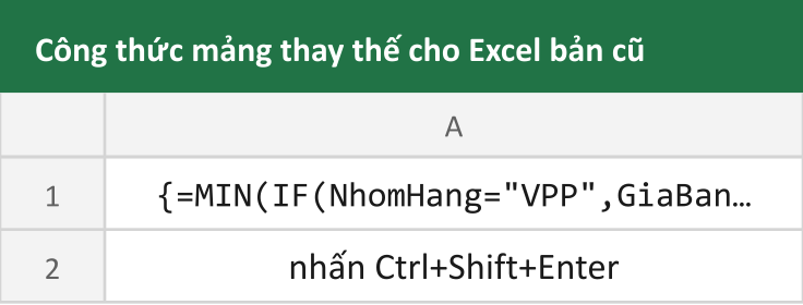 Công thức mảng thay thế cho Excel bản cũ