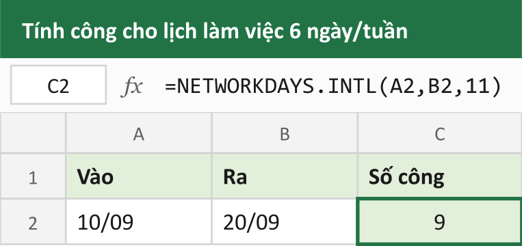 Tính công cho lịch làm việc 6 ngày/tuần