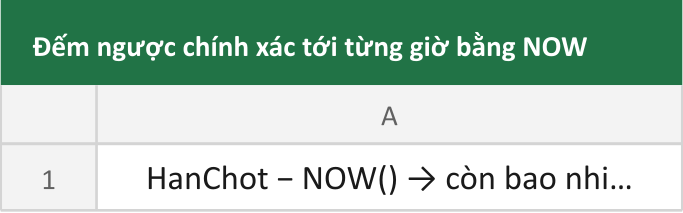 Đếm ngược chính xác tới từng giờ bằng NOW