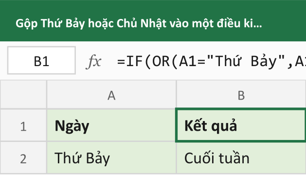 Gộp Thứ Bảy hoặc Chủ Nhật vào một điều kiện