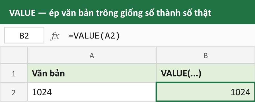 VALUE — ép văn bản trông giống số thành số thật