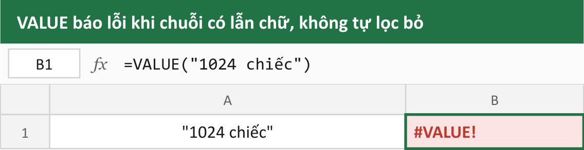 VALUE báo lỗi khi chuỗi có lẫn chữ, không tự lọc bỏ