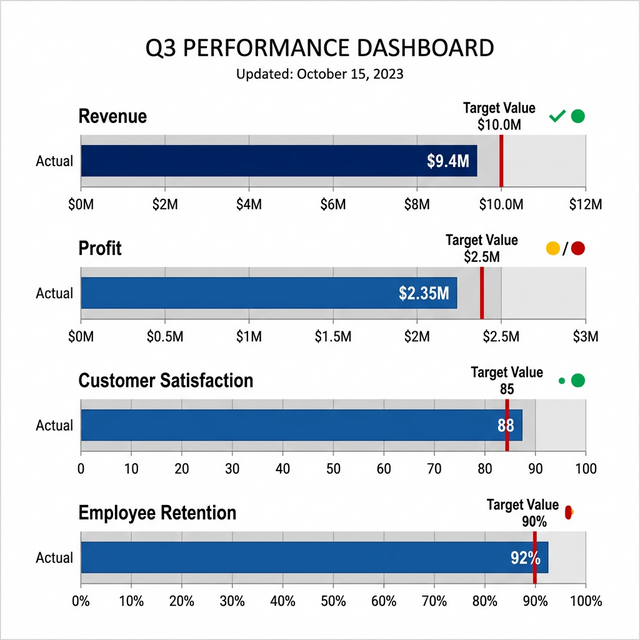 Ví dụ Bullet Chart cho KPI Dashboard